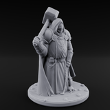 Hammer Shouldering Human Cleric Miniature for Dungeons and Dragons, Pathfinder or other TTRPGs