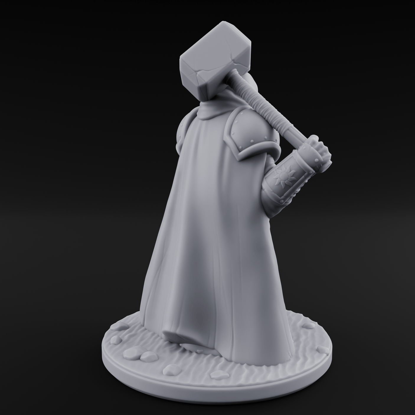 Hammer Shouldering Human Cleric Miniature for Dungeons and Dragons, Pathfinder or other TTRPGs