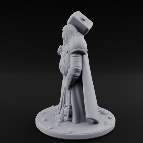 Hammer Shouldering Human Cleric Miniature for Dungeons and Dragons, Pathfinder or other TTRPGs