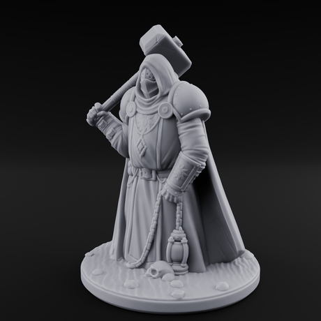 Hammer Shouldering Human Cleric Miniature for Dungeons and Dragons, Pathfinder or other TTRPGs