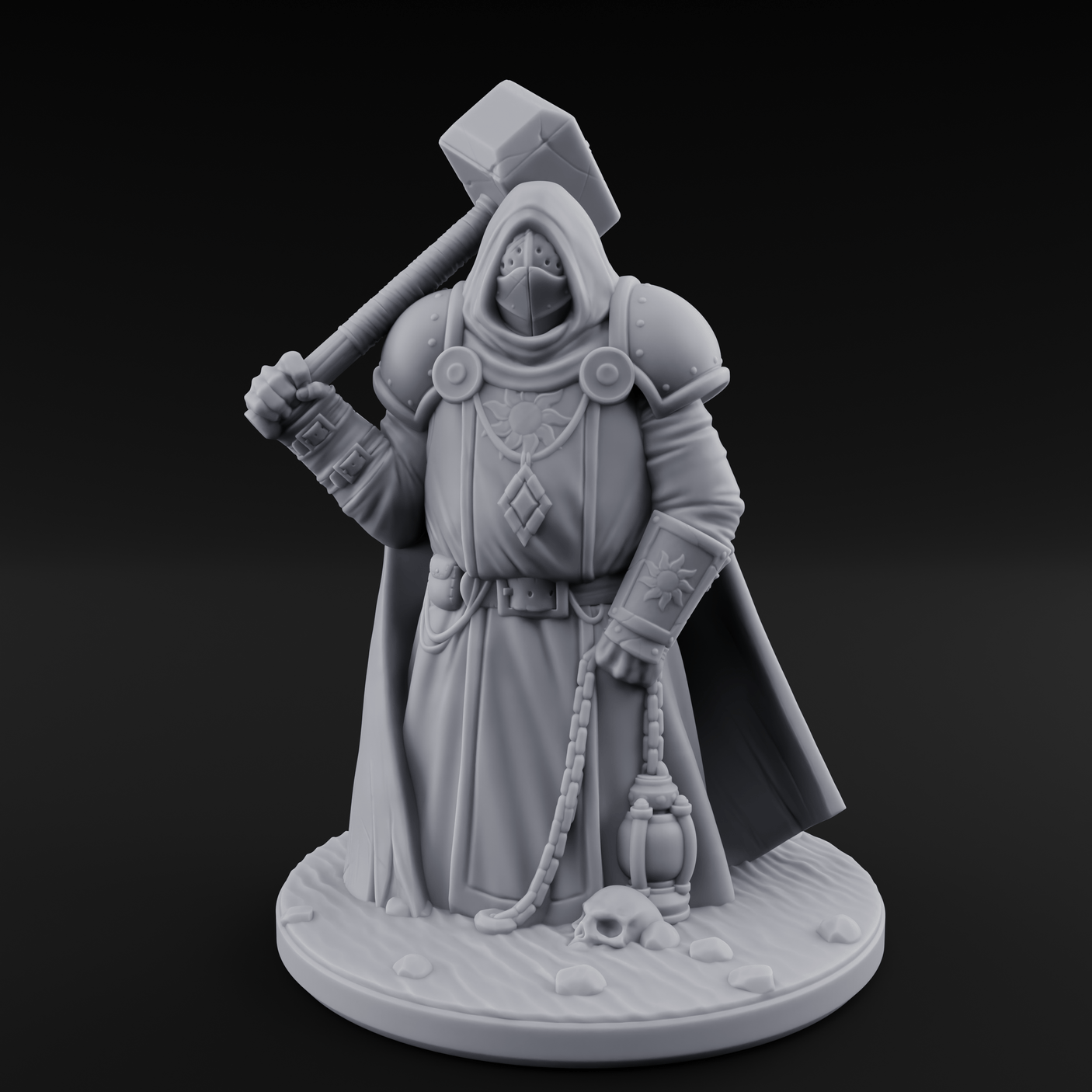 Hammer Shouldering Human Cleric Miniature for Dungeons and Dragons, Pathfinder or other TTRPGs