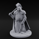 Hammer Shouldering Human Cleric Miniature for Dungeons and Dragons, Pathfinder or other TTRPGs