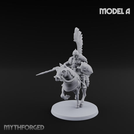 Hussar Charging Lancer Cavalry Set A Miniature for Dungeons and Dragons, Pathfinder or other TTRPGs