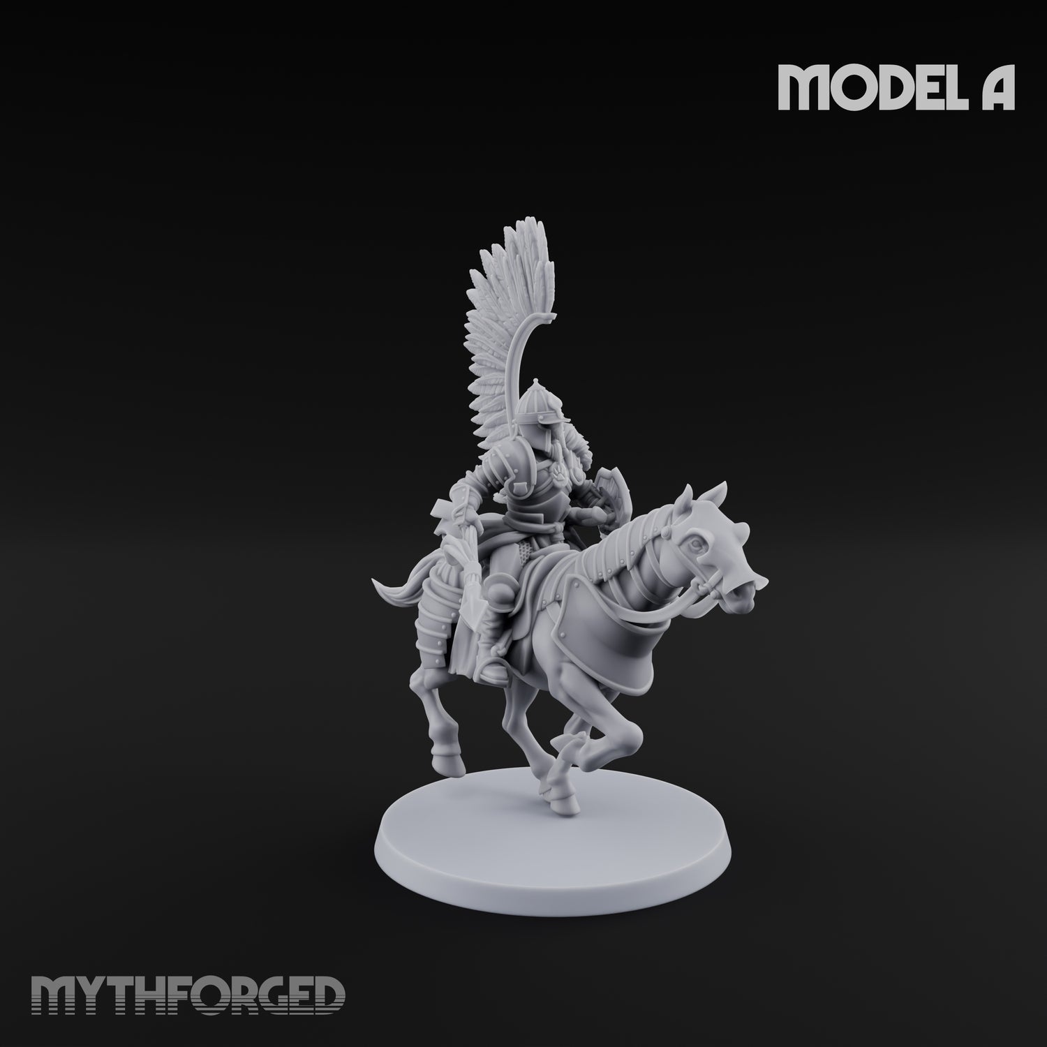 Hussar Charging Lancer Cavalry Set Miniature for Dungeons and Dragons, Pathfinder or other TTRPGs