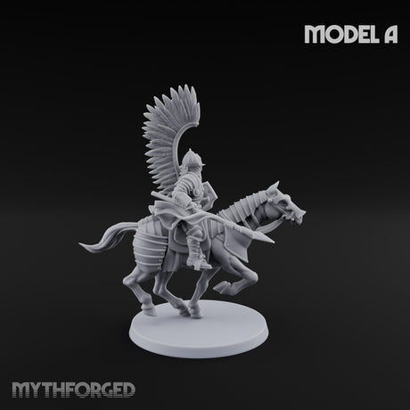 Hussar Charging Lancer Cavalry Set A Miniature for Dungeons and Dragons, Pathfinder or other TTRPGs