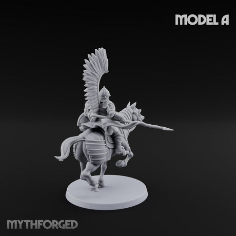 Hussar Charging Lancer Cavalry Set A Miniature for Dungeons and Dragons, Pathfinder or other TTRPGs