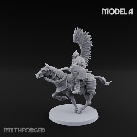 Hussar Charging Lancer Cavalry Set A Miniature for Dungeons and Dragons, Pathfinder or other TTRPGs