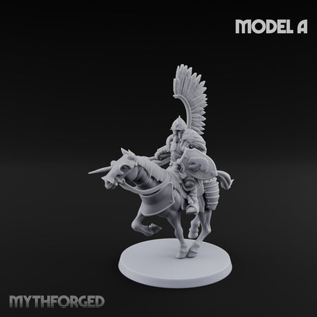 Hussar Charging Lancer Cavalry Set A Miniature for Dungeons and Dragons, Pathfinder or other TTRPGs
