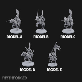 Hussar Charging Lancer Cavalry Set Miniature for Dungeons and Dragons, Pathfinder or other TTRPGs
