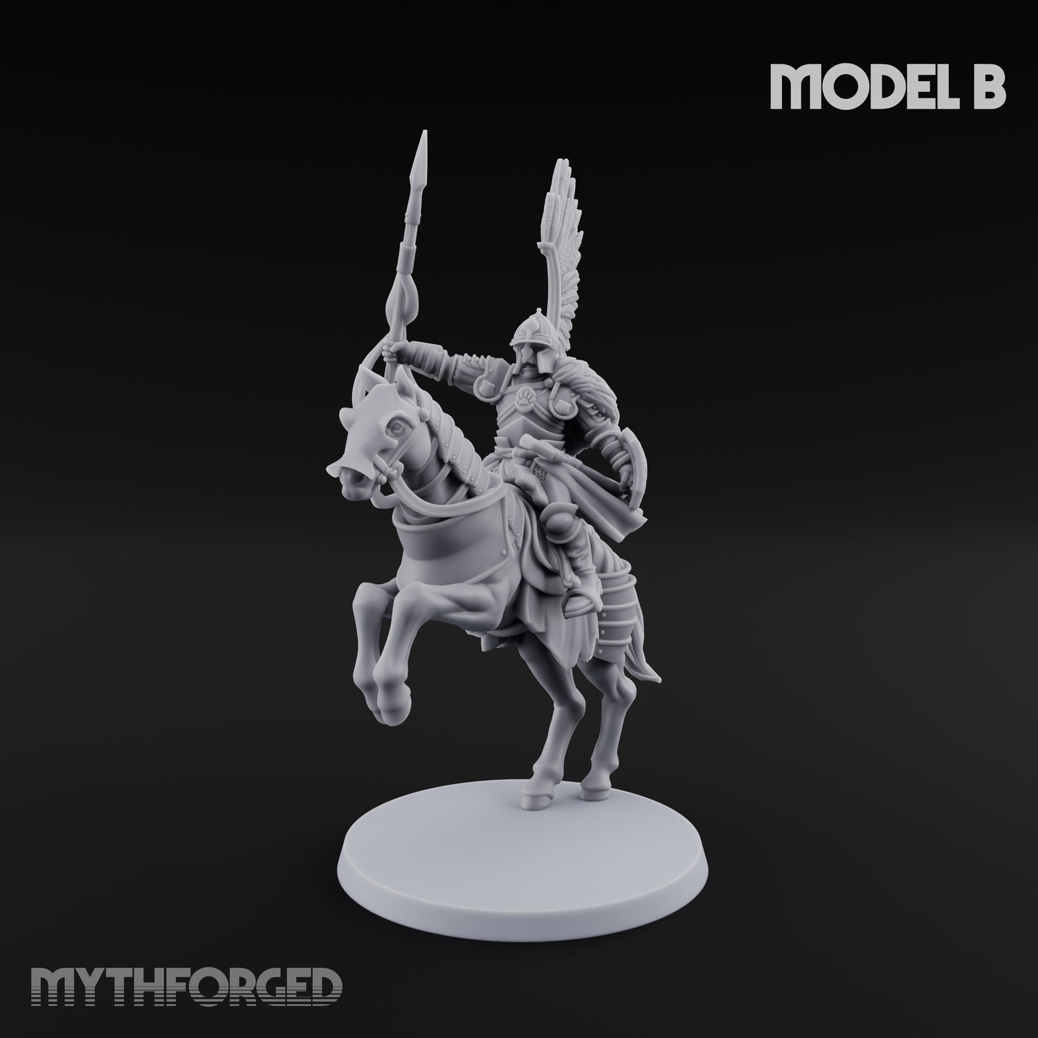 Hussar Charging Lancer Cavalry Set Miniature for Dungeons and Dragons, Pathfinder or other TTRPGs