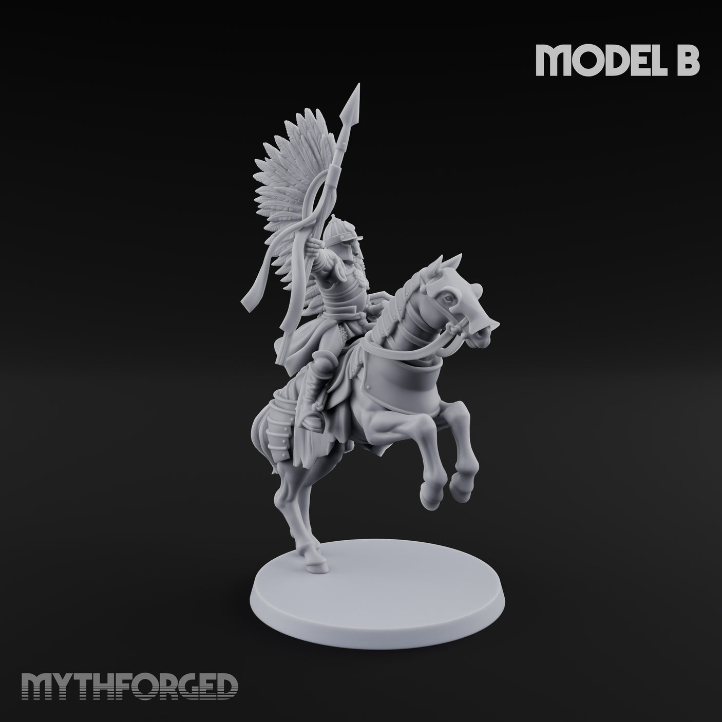 Hussar Charging Lancer Cavalry Set Miniature for Dungeons and Dragons, Pathfinder or other TTRPGs