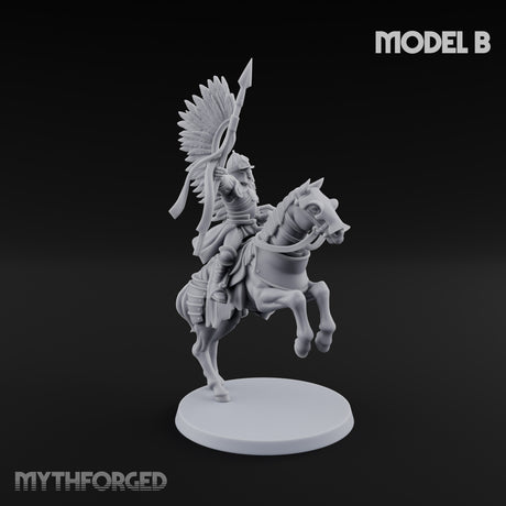 Hussar Charging Lancer Cavalry Set Miniature for Dungeons and Dragons, Pathfinder or other TTRPGs