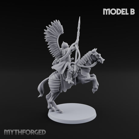 Hussar Charging Lancer Cavalry Set B Miniature for Dungeons and Dragons, Pathfinder or other TTRPGs