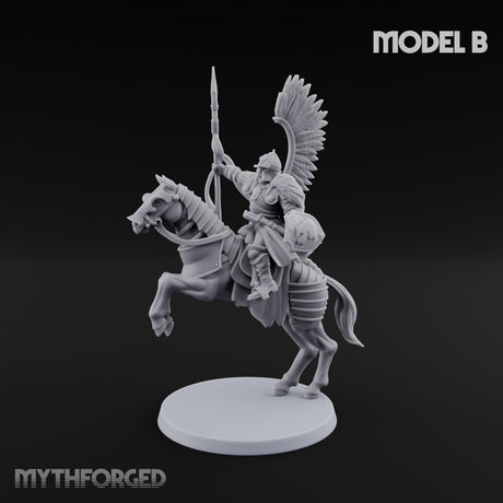 Hussar Charging Lancer Cavalry Set B Miniature for Dungeons and Dragons, Pathfinder or other TTRPGs
