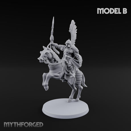 Hussar Charging Lancer Cavalry Set B Miniature for Dungeons and Dragons, Pathfinder or other TTRPGs