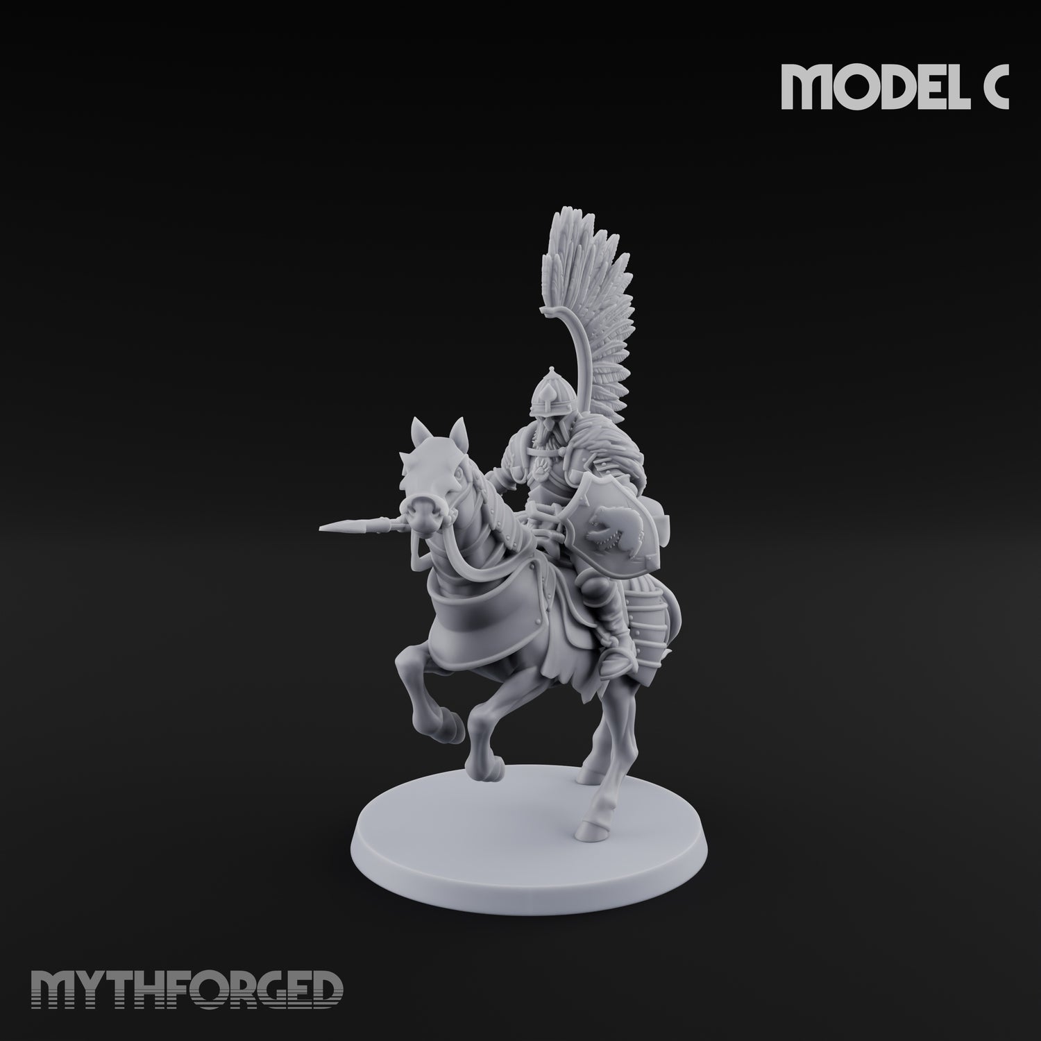 Hussar Charging Lancer Cavalry Set Miniature for Dungeons and Dragons, Pathfinder or other TTRPGs