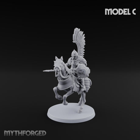 Hussar Charging Lancer Cavalry Set C Miniature for Dungeons and Dragons, Pathfinder or other TTRPGs