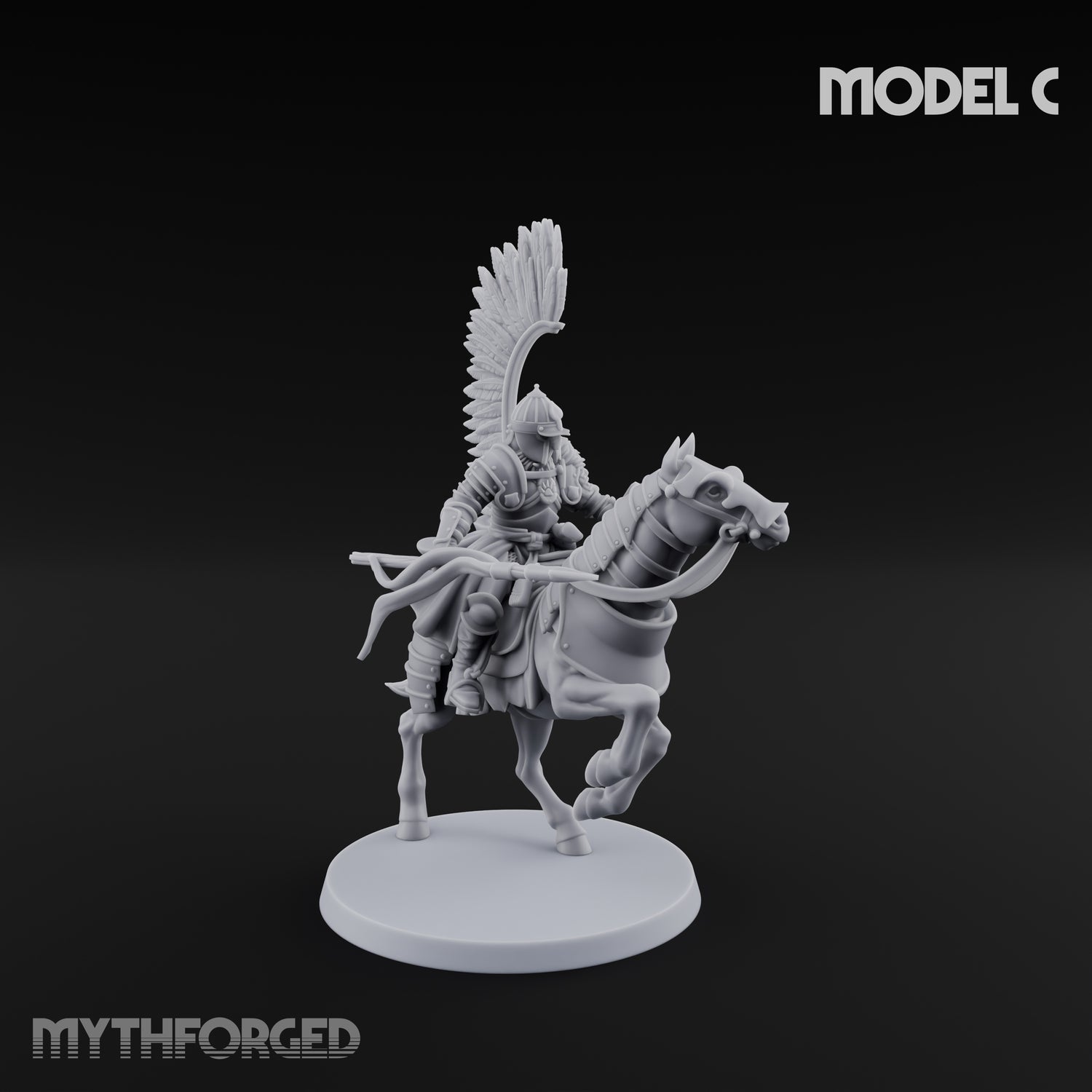 Hussar Charging Lancer Cavalry Set Miniature for Dungeons and Dragons, Pathfinder or other TTRPGs