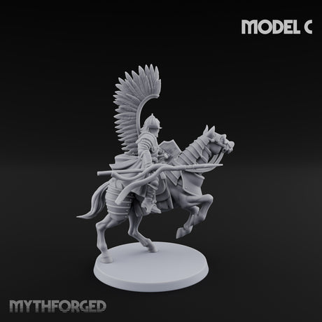 Hussar Charging Lancer Cavalry Set C Miniature for Dungeons and Dragons, Pathfinder or other TTRPGs