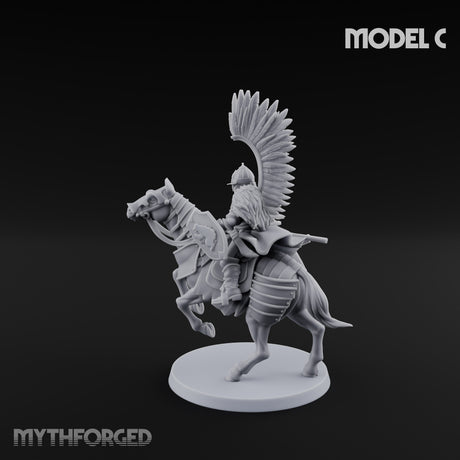 Hussar Charging Lancer Cavalry Set C Miniature for Dungeons and Dragons, Pathfinder or other TTRPGs