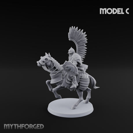 Hussar Charging Lancer Cavalry Set C Miniature for Dungeons and Dragons, Pathfinder or other TTRPGs