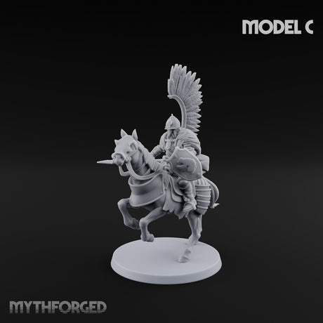 Hussar Charging Lancer Cavalry Set C Miniature for Dungeons and Dragons, Pathfinder or other TTRPGs