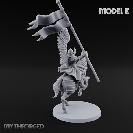 Hussar Charging Lancer Cavalry Set E Miniature for Dungeons and Dragons, Pathfinder or other TTRPGs
