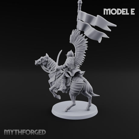 Hussar Charging Lancer Cavalry Set E Miniature for Dungeons and Dragons, Pathfinder or other TTRPGs