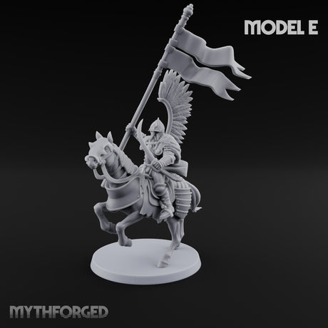 Hussar Charging Lancer Cavalry Set E Miniature for Dungeons and Dragons, Pathfinder or other TTRPGs