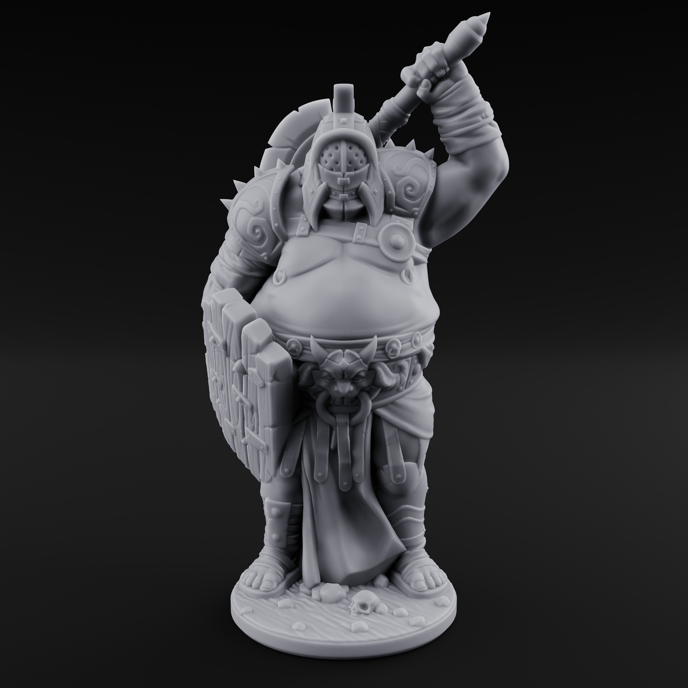 Belly Out Brawling Ogre Gladiator Miniature for Dungeons and Dragons, Pathfinder or other TTRPGs