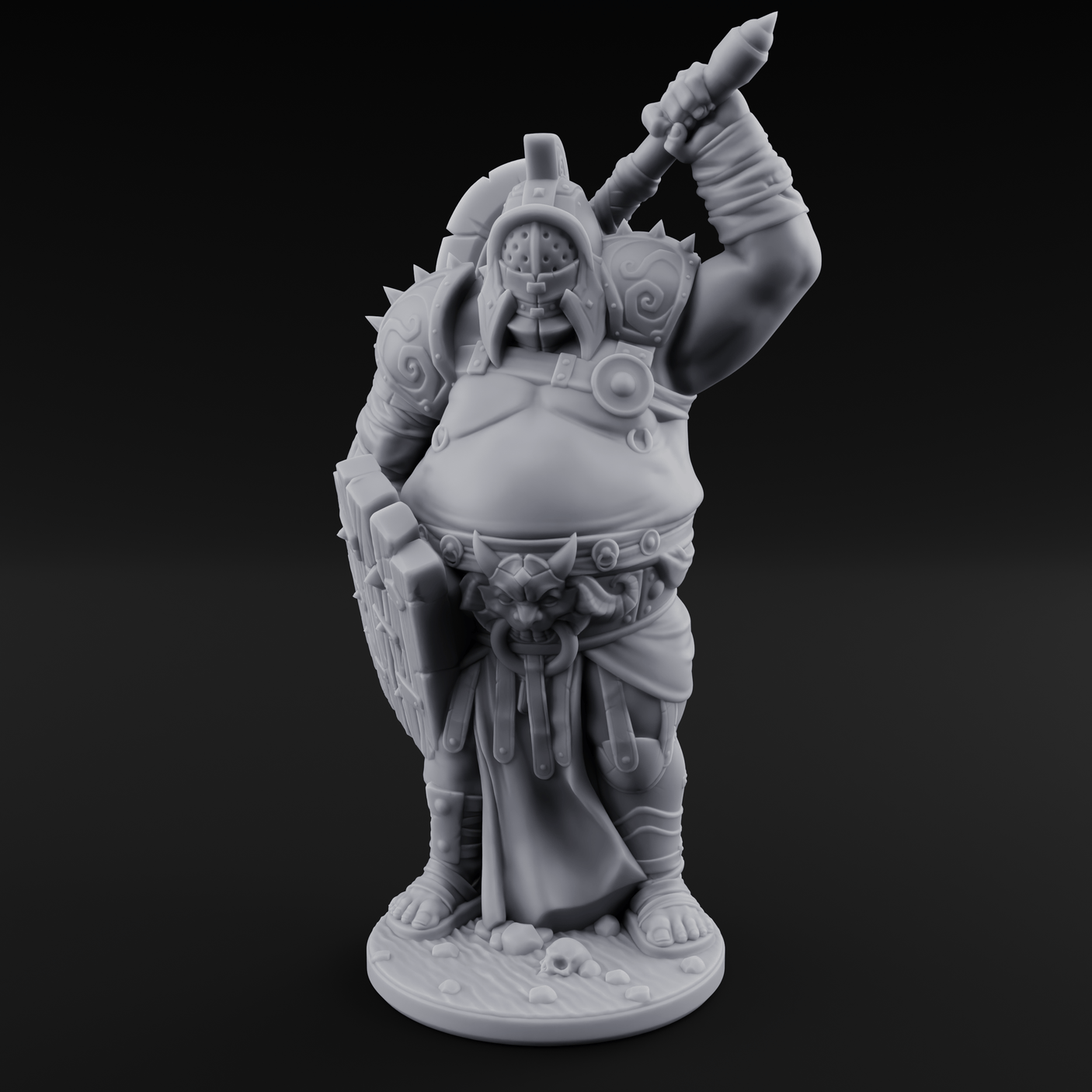 Belly Out Brawling Ogre Gladiator Miniature for Dungeons and Dragons, Pathfinder or other TTRPGs