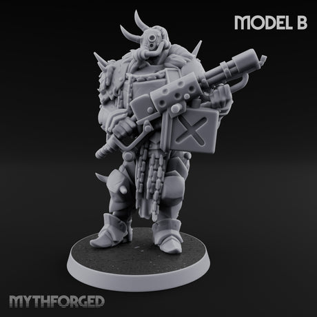 Heavy Weapon Toting Anointed Gunner B Miniature for Dungeons and Dragons, Pathfinder or other TTRPGs