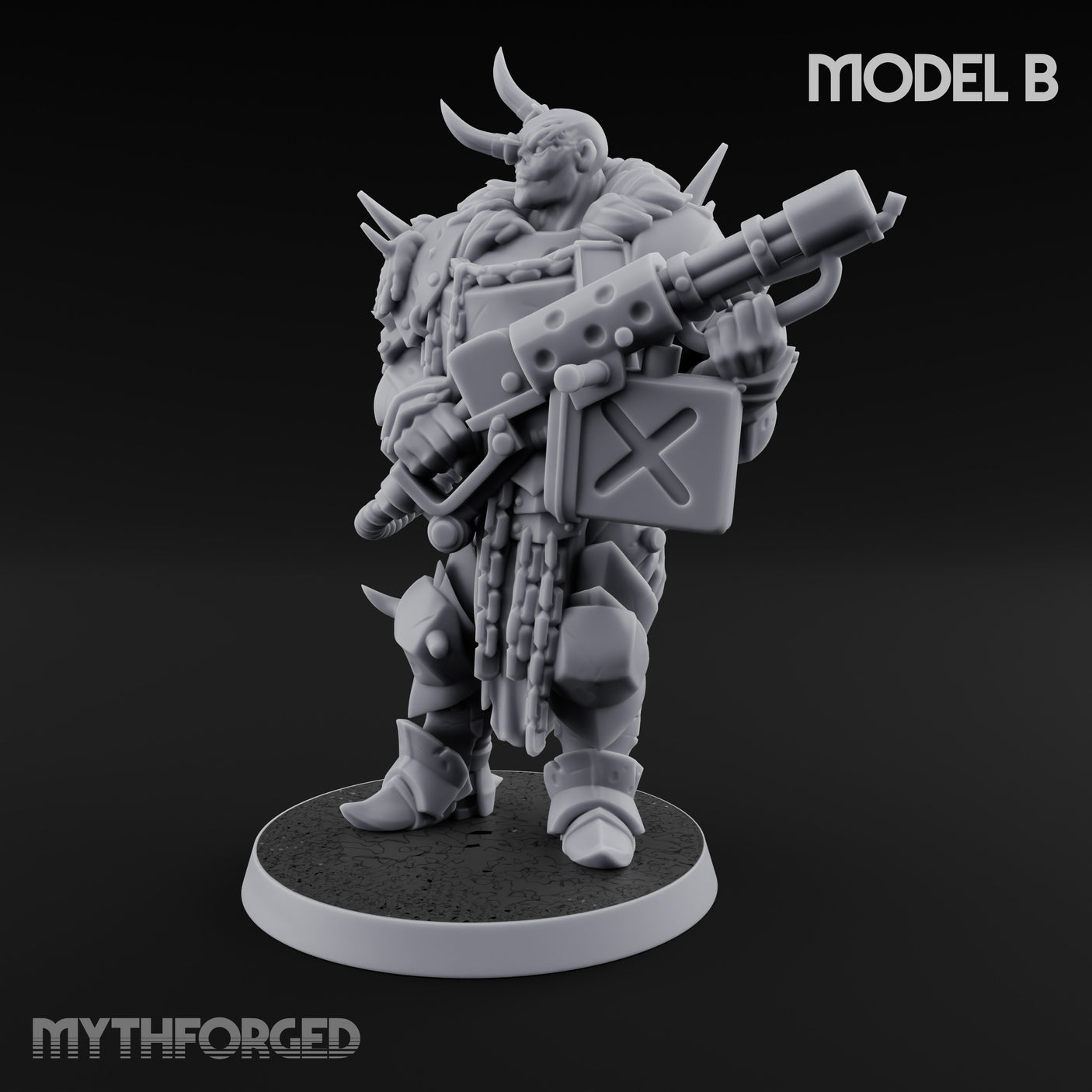 Heavy Weapon Toting Anointed Gunner B Miniature for Dungeons and Dragons, Pathfinder or other TTRPGs
