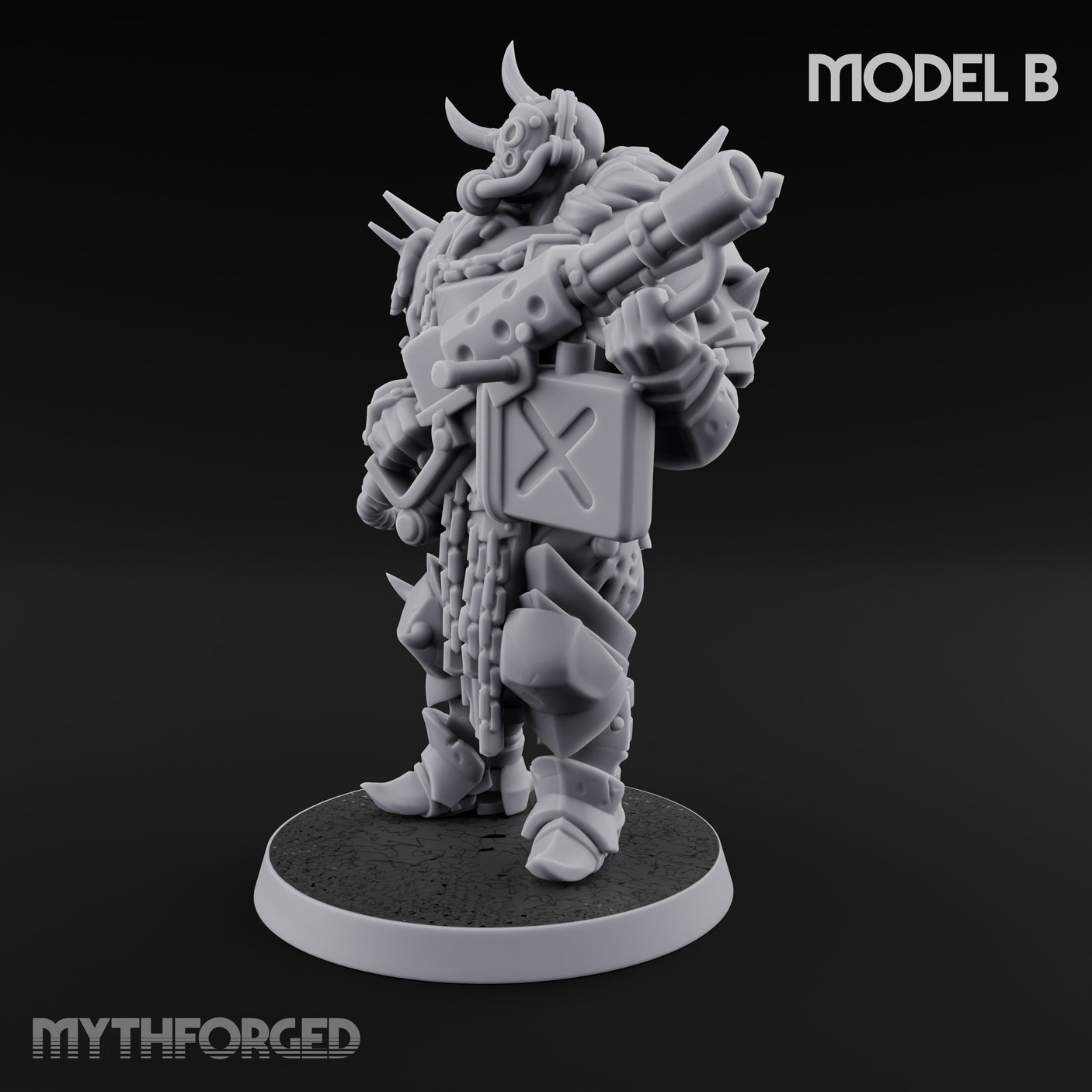 Heavy Weapon Toting Anointed Gunner B Miniature for Dungeons and Dragons, Pathfinder or other TTRPGs