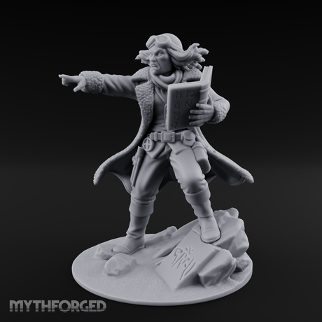 Arm Outstretched Proclamation Human Investigator Miniature for Dungeons and Dragons, Pathfinder or other TTRPGs