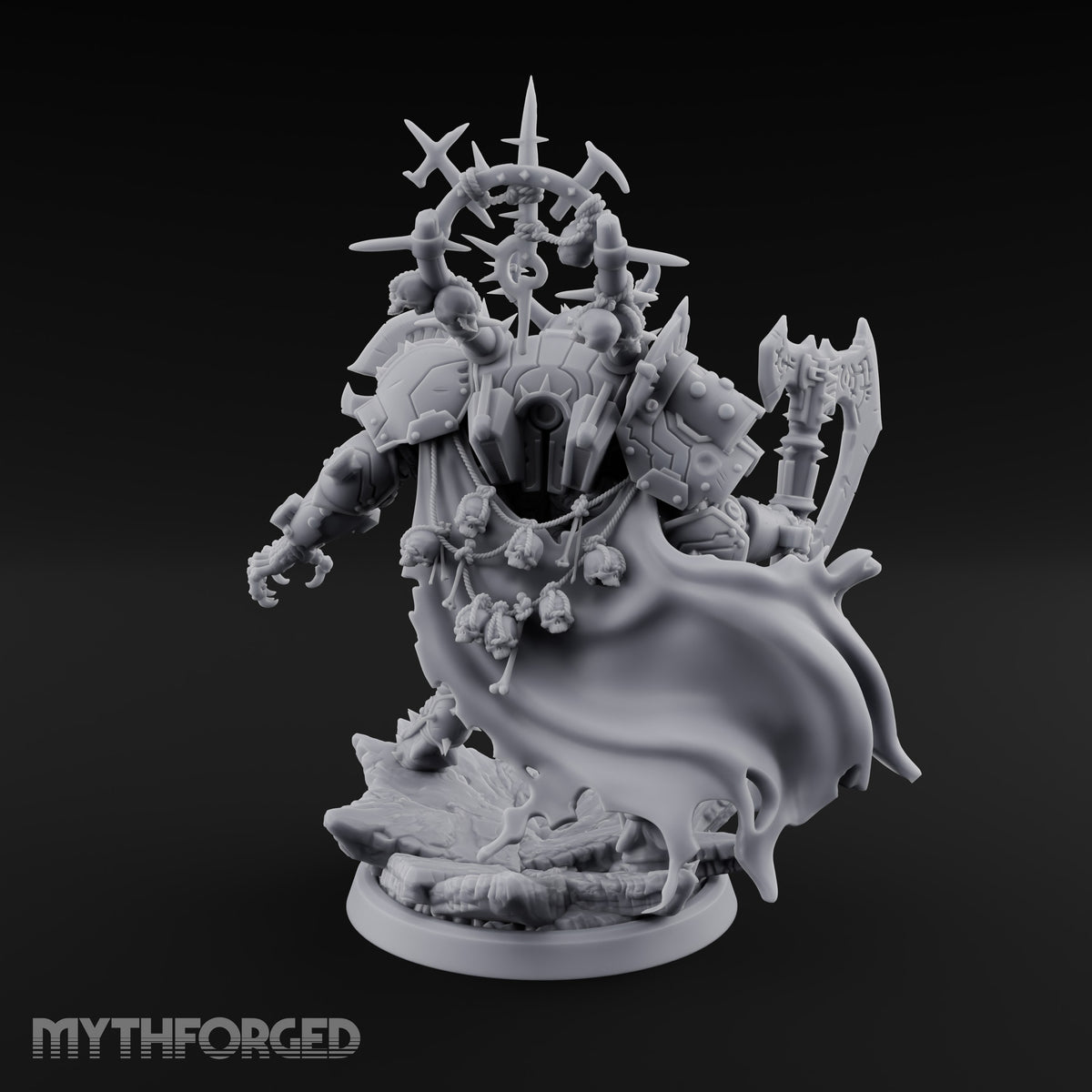 Crowned in Barbed Halos Ogre Spiked-Armour Prince with Rune Axe