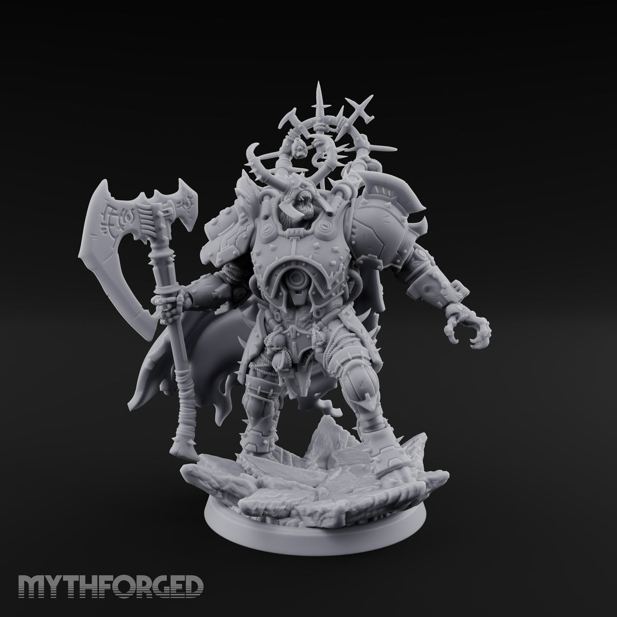 Crowned in Barbed Halos Ogre Spiked-Armour Prince with Rune Axe