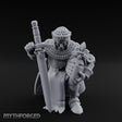 Helmet Clasped Sword Resting Human Knight Miniature for Dungeons and Dragons, Pathfinder or other TTRPGs