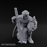 Helmet Clasped Sword Resting Human Knight Miniature for Dungeons and Dragons, Pathfinder or other TTRPGs