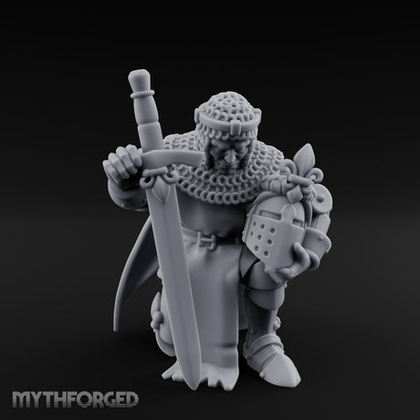 Helmet Clasped Sword Resting Human Knight Miniature for Dungeons and Dragons, Pathfinder or other TTRPGs
