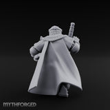 Helmet Clasped Sword Resting Human Knight Miniature for Dungeons and Dragons, Pathfinder or other TTRPGs