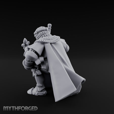 Helmet Clasped Sword Resting Human Knight Miniature for Dungeons and Dragons, Pathfinder or other TTRPGs