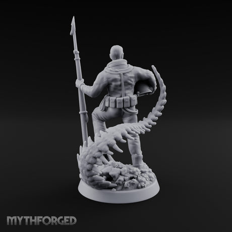 Helmet Tucked Human Deep Sea Diver Miniature for Dungeons and Dragons, Pathfinder or other TTRPGs