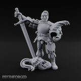 Helmet Tucked Serpent Stomping Human Captain Miniature for Dungeons and Dragons, Pathfinder or other TTRPGs