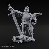 Helmet Tucked Serpent Stomping Human Captain Miniature for Dungeons and Dragons, Pathfinder or other TTRPGs