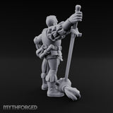 Helmet Tucked Serpent Stomping Human Captain Miniature for Dungeons and Dragons, Pathfinder or other TTRPGs