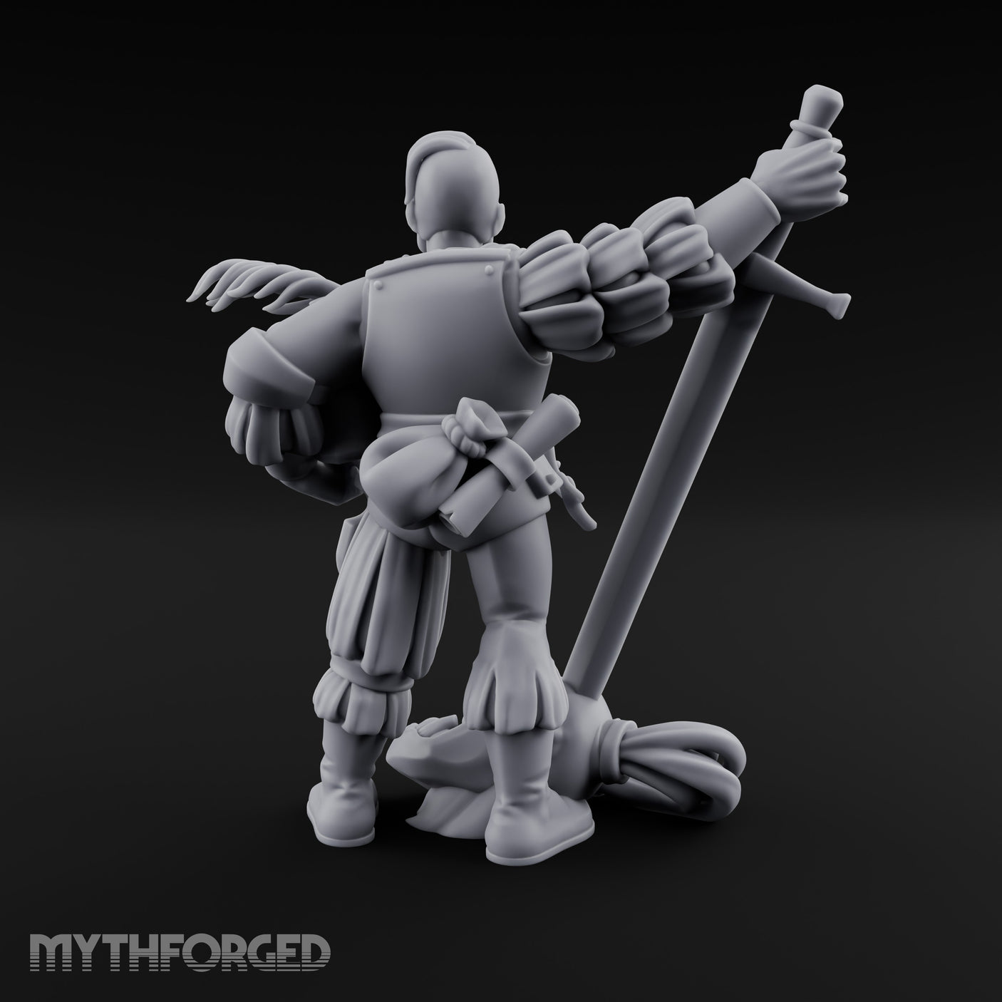 Helmet Tucked Serpent Stomping Human Captain Miniature for Dungeons and Dragons, Pathfinder or other TTRPGs