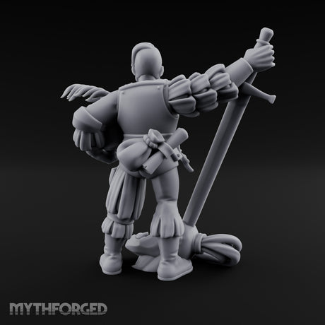 Helmet Tucked Serpent Stomping Human Captain Miniature for Dungeons and Dragons, Pathfinder or other TTRPGs