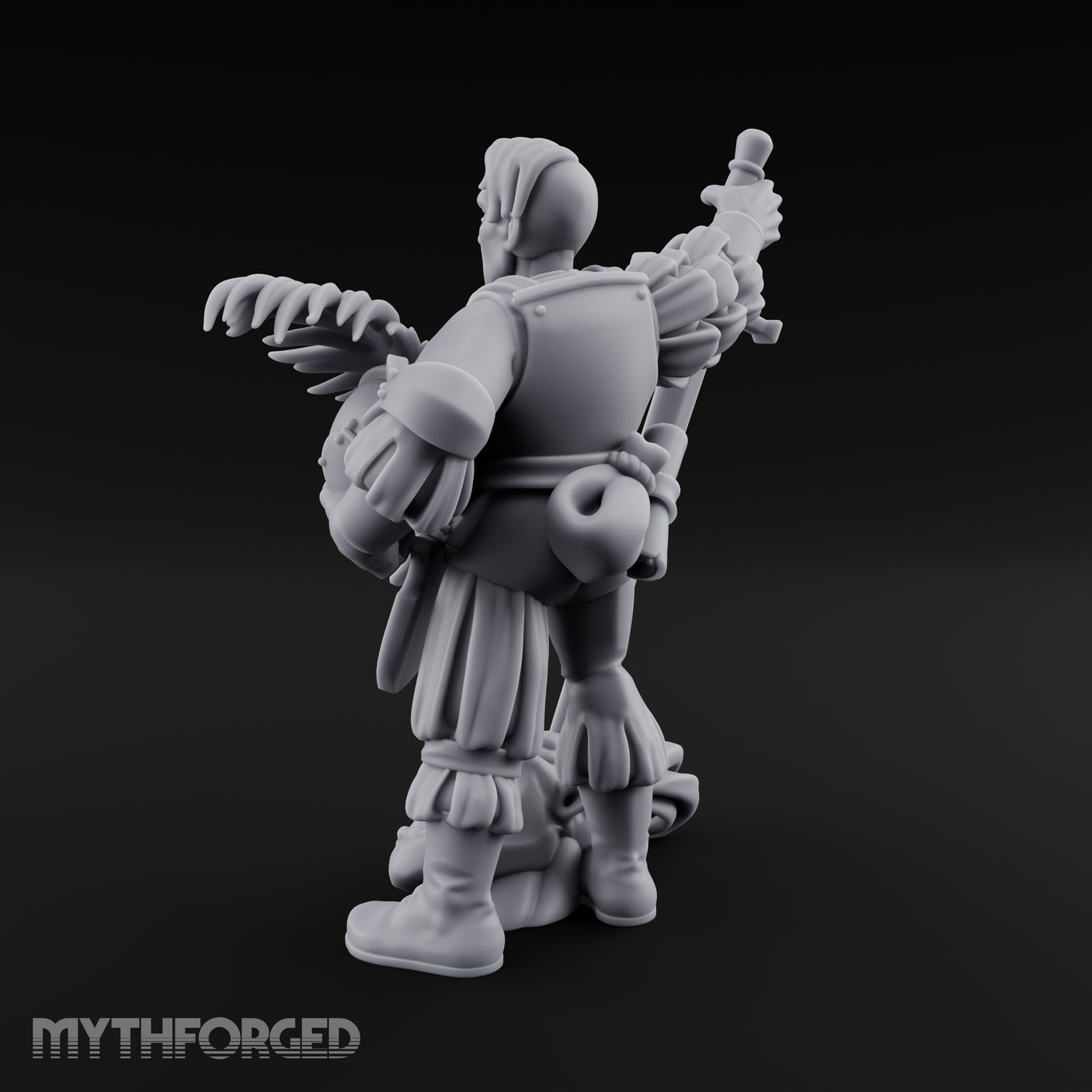 Helmet Tucked Serpent Stomping Human Captain Miniature for Dungeons and Dragons, Pathfinder or other TTRPGs