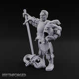 Helmet Tucked Serpent Stomping Human Captain Miniature for Dungeons and Dragons, Pathfinder or other TTRPGs